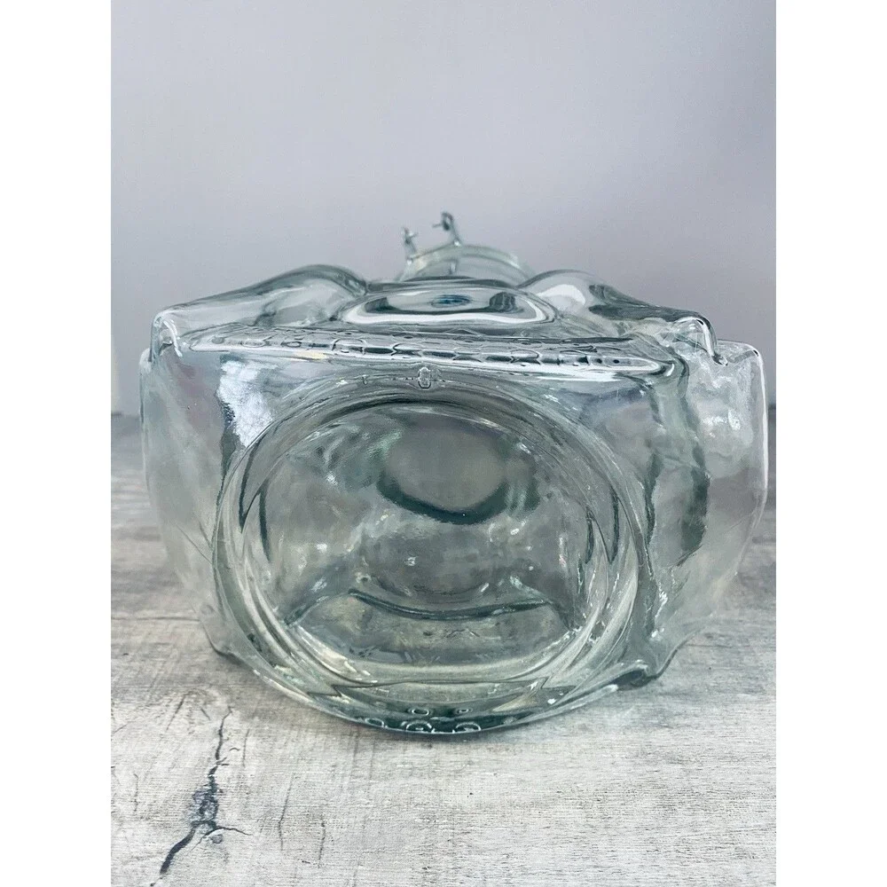 Vintage Large Carousel Rocking Horse Clear Thick Glass Canister Mason Jar Cookie